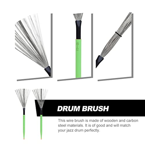Vaguelly 1 par de brochas de tambor de acero al carbono con mango para tambores jazz, palillos retráctiles para mayor volumen y articulación, diseño compacto para almacenamiento fácil miniatura 3