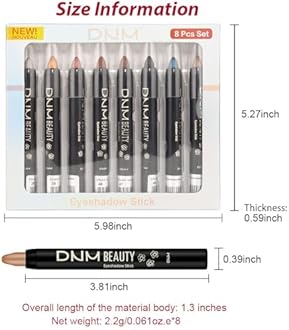 evpct 8Pcs Cream Eye Shadow Brightener Sticks Set for Eyes, Silver Sand Gold Orchid Rose Mocha Deep Mauve Midnight Royal Blue Stone Shimmer Matte Pencil Eye shadow Crayon Stick Palette Makeup Set07