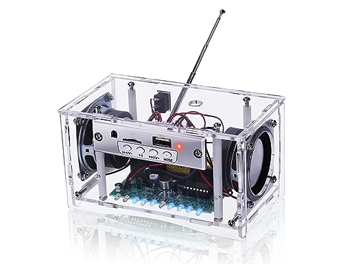 MiOYOOW Outdoor Rechargeable DIY Bluetooth-Compatible Speaker Kit, 87-108MHz FṂ Radio DIY Electronic Kit, 2 Channel Mini Home Sound Amplifier Kit with Battery, Soldering Projects for Learning