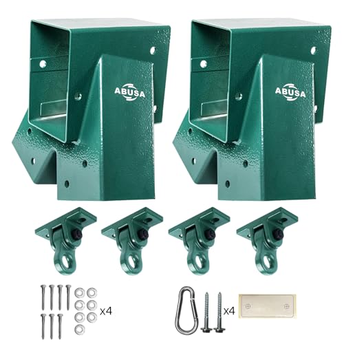 ABUSA Heavy Duty Swing Sets Brackets Including 2 A-Frame Swing Set Brackets and 4 Swing Hangers for Playground Equipment Mounting Parts Hardware Included (Green)