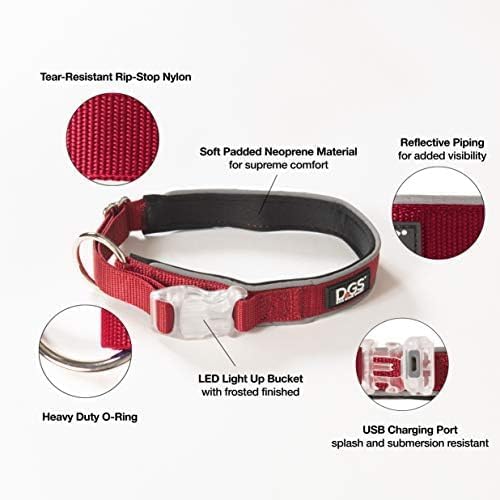 Miniatura 3 de Dog Gone Smart Pet Products Collar de cometa de seguridad con LED superbrillante para todo el día y la noche, ajustable, transpirable, de nailon