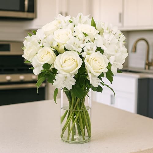 BloomsyBox Forever Blooming Bouquet – Fresh white roses & gracefu...