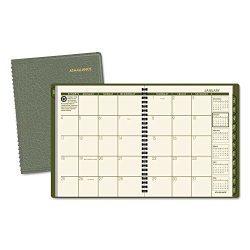 AT-A-GLANCE Recycled Monthly Planner, 6 7/8 x 8 3/4, Green, 2017