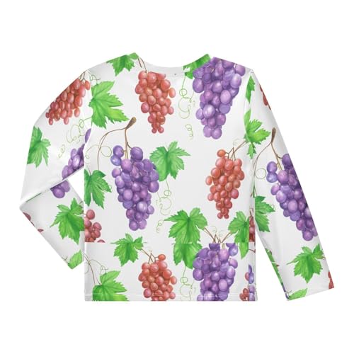 Grapes Branch White Boy's Rash Guard Swim Shirt Long Sleeve Sun Shirt for Toddler Kid UPF50+2