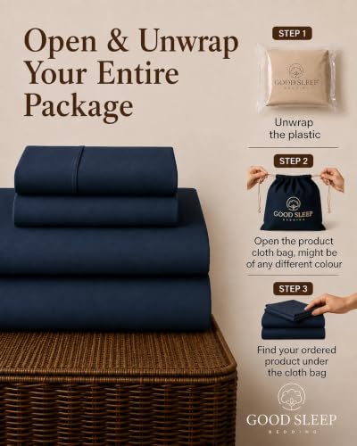 Image of 100% Egyptian Cotton California King Sheets, 4 Piece, Navy Blue