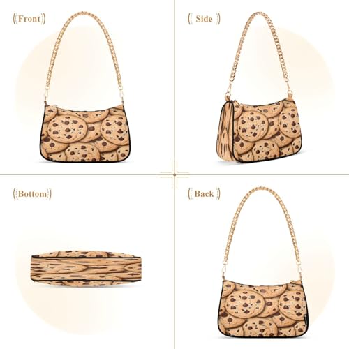 Shoulder Bags for Women Chocolate Chip Cookies Pattern Design Hobo Tote Handbag Small Clutch Purse with Zipper Closure2