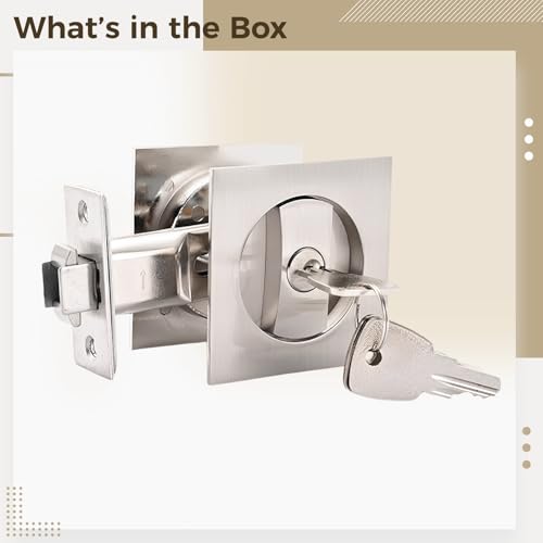 Cerradura para puerta corrediza de bolsillo en níquel satinado cepillado, manija push-pull de aleación de zinc con llave, herrajes mecánicos para puertas invisibles, corredizas, cocina y balcón miniatura 6