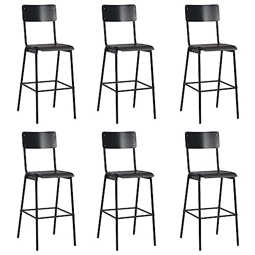 Yunovire 6 taburetes de bar de madera contrachapada maciza, acero con recubrimiento en polvo, apilables, altura de asiento de 76 cm, para cocina, comedor, muebles modernos, duraderos