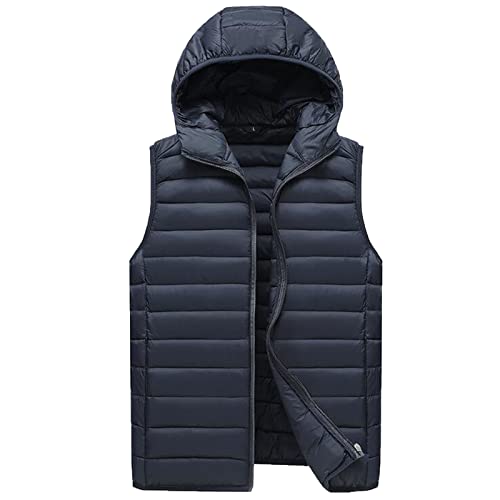 tuduoms Mens Warm Hooded Vests Ultra Light Quilted Puffer Vest Winter Packable Gilet Zipper Sleeveless Jacket Coat Outerwear2