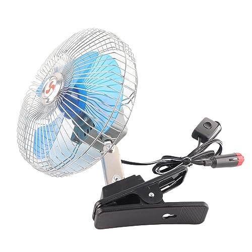 Mtlavishness Ventilador de refrigeración portátil para automóvil de 12 V y 25 W con diseño de Clip de oscilación de 180 Grados para Tablero de Instrumentos de Coche, camión,