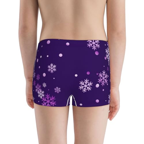 Boys' Cotton Boxer Brief Soft Underwear-Crystal Purple Snowflake3