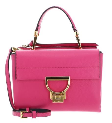 Bolso bandolera rosa Coccinelle Arlettis de cuero con asa de mano
