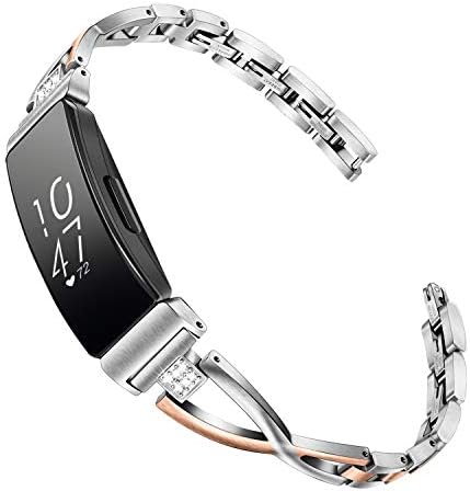 TRUMiRR Women Band for Inspire 2 / Inspire HR / Inspire, Solid Stainless Steel & Crystal Diamond Watchband Jewelry Strap Feminine Wristband Bracelet for Fitbit Inspire 2 / Inspire HR / Inspire Smart Watch