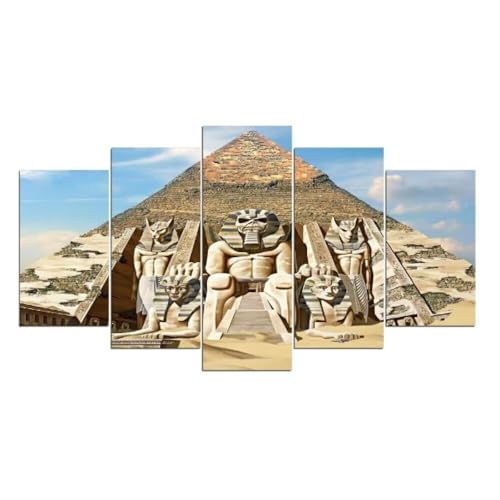 Peintures du Seigneur égyptien affiche décoration d'intérieur salon modulaire 5 pièces sur toile