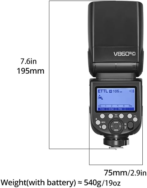 Godox V860III-S dimensions and weight
