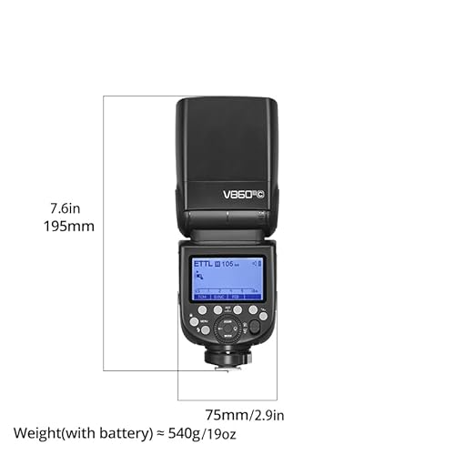 Ficha técnica Godox V860III-O TTL 2.4G GN60 HSS Camera Flash con luz de modelado ajustable de 10 velocidades, cambio de un solo botón TTL más batería de litio de 2600 mA, velocidad de recuperación extremadamente rápida para Olympus - Fernando Cortés