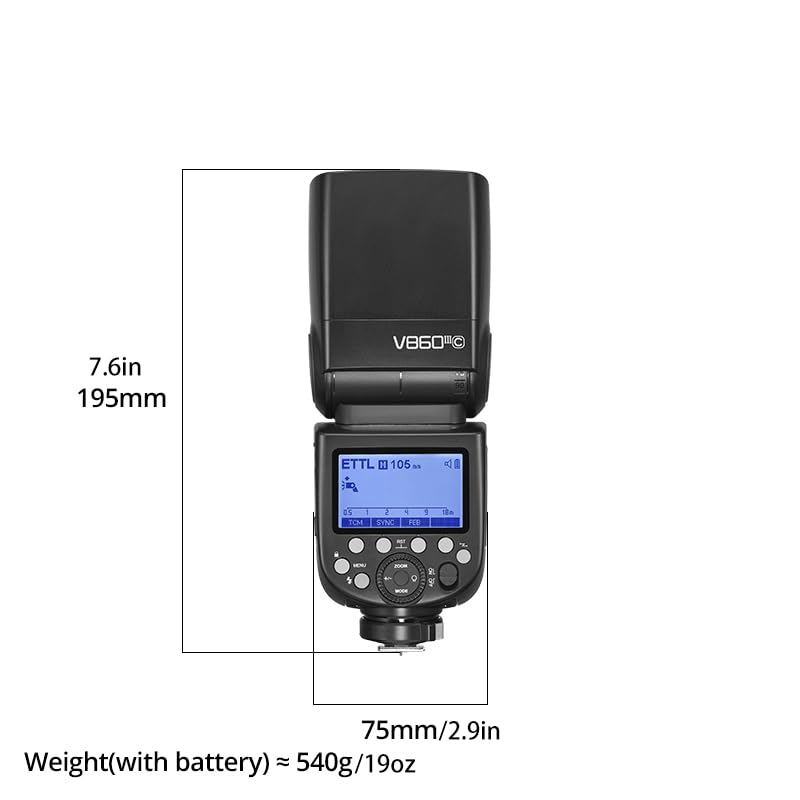 Flash Godox V860III-S TTL - Speedlite Sem Fio, Bateria De Lítio, GN60 (Para Sony)