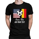 USA Belgium Soccer T-Shirt, Personalized America Belgium Flag Soccer Ball Shirt, Customized Belgian Sports Fan Tee