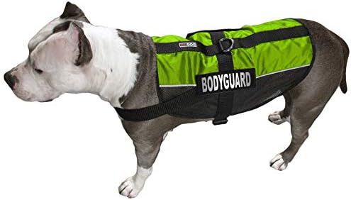 Dogline 17 to 21" Maxaire Multi-Purpose Mesh Vest for Dogs and 2 Removable Bodyguard Patches, Medium, Green