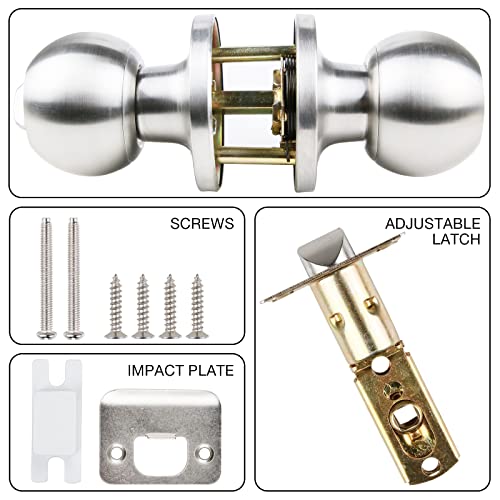 Privacy Door Knobs , Brushed Nickel Ball Privacy Door Knob , Keyless Interior Door Lock For Bathroom Or Bedroom Silver Door Knob 1 Pack, Hvh-02-St-Bk-1 #TOP3