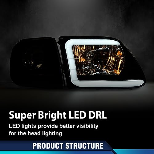 Image of PIT66 Headlights Assembly Pair LED DRL Fit 1997-2003 Ford F150, 98-99 F250