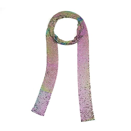 Sparkle Metal Sequins Neck Tie Scarf Thin Skinny Long Shawls Neckerchief Necklace for Women Party Evening