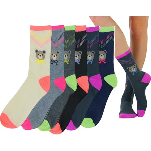 Image of ToBeInStyle Women's Pack of 6 or 12 Fashion Printed Crew Socks