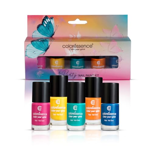 Image of Coloressence Party Nail Paint Kit | Chip Resistant | Quick Dry Nail Paints Combo of 5 |Multicolor-30ml