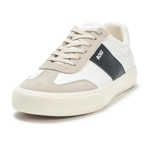 Image of BOSS Men's Aiden Logo Block Leather Low Top Sneakers | Casual Shoes