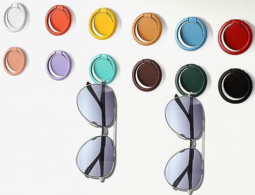 MOUGIGI 12 PCS Colorful Sunglasses Holder Wall Hanging Glasses Organizer - Space Saving Sunglasses Rack and Eye Glass Holder Stand