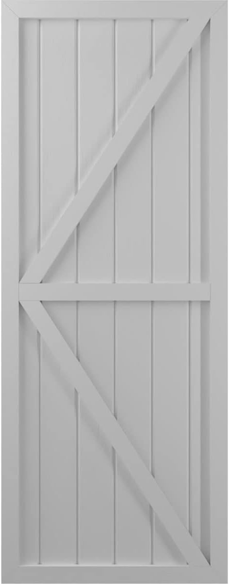Ekena Millwork ARW102BF621X52PRH Americraft Six Exterior Real Wood Two Equal Panel Framed Board-n-Batten Shutters w/Double Z-Bar (Per Pair), 21"W x 52"H, Primed