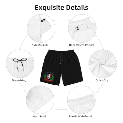 Coat of arms of The Dominican Republic Men's Quick-Dry Board Shorts 7" - Swim Trunks Summer Hawaii Beach4