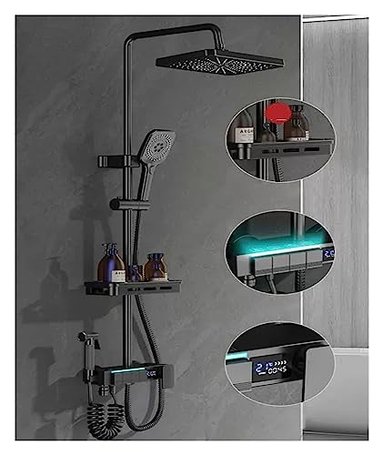 Ensemble de mitigeur de douche thermostatique haut de gamme à affichage LED et tablette intégrée