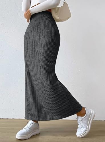 Sweat Skirt for Women High Waist Drawstring Side Slit Bodycon Maxi Skirt Y2K Going Out Summer Casual Outfit3
