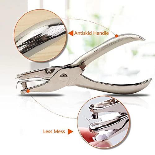 HZMM 1/4 & 1/8 Inch Single Hole Puncher, 2 Pcs Circle Paper Punches Handheld Hole Paper Punch Puncher with 8 Sheet Capacity Office Perforating Machines for Craft Paper Tags Clothing Ticket DIY