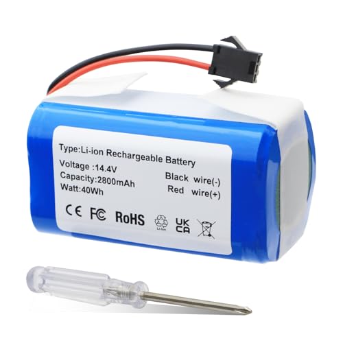 K KYUER 2800mAh Robot Aspirapolvere Batteria per Denkee 600 DK600 BAGOTTE BG600 BG700 BG750 Proscenic 850T Lubluelu SL60D SL61 Amarey 800 900 Netbot S14 S15 Lefant M201 Robot Vacuum Cleaner Battery