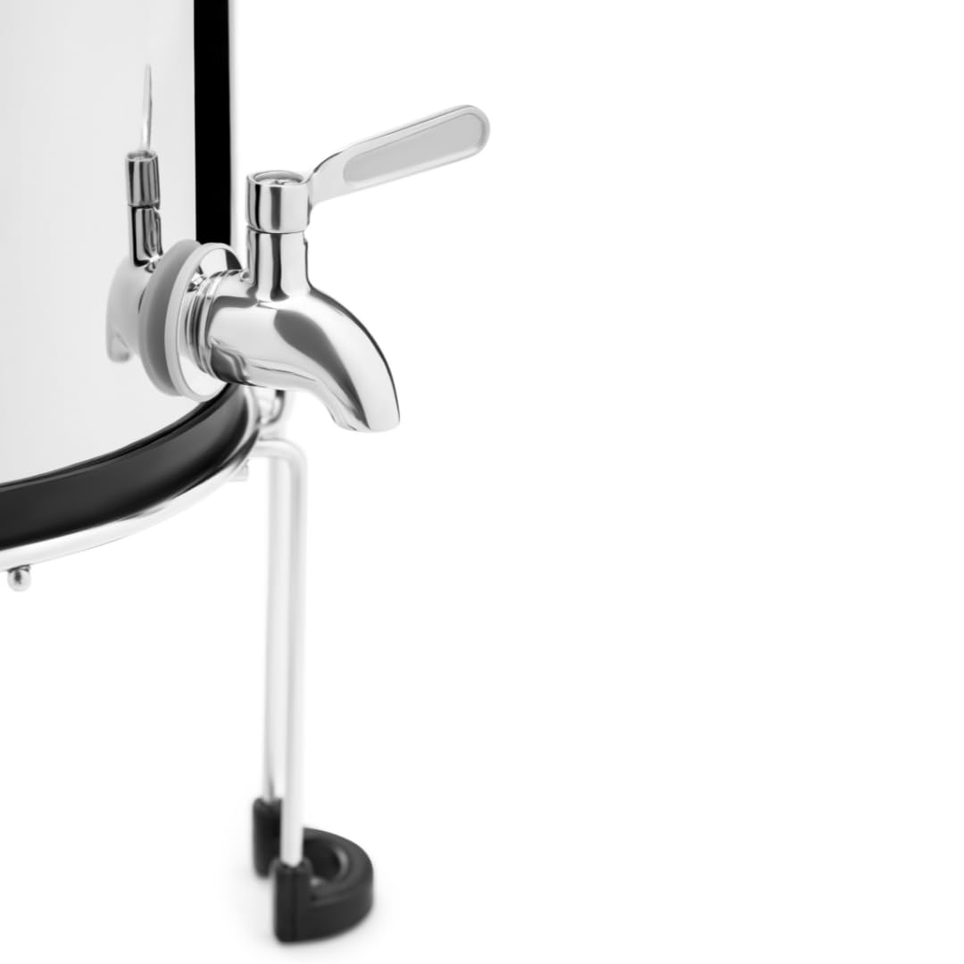 EUROGUARD® Filtre à gravité - Système de Filtration d'eau en Acier Inoxydable 304, 8,5 L, 2 filtres à Charbon Actif, Robinet 100% INOX avec Support en Acier Inoxydable