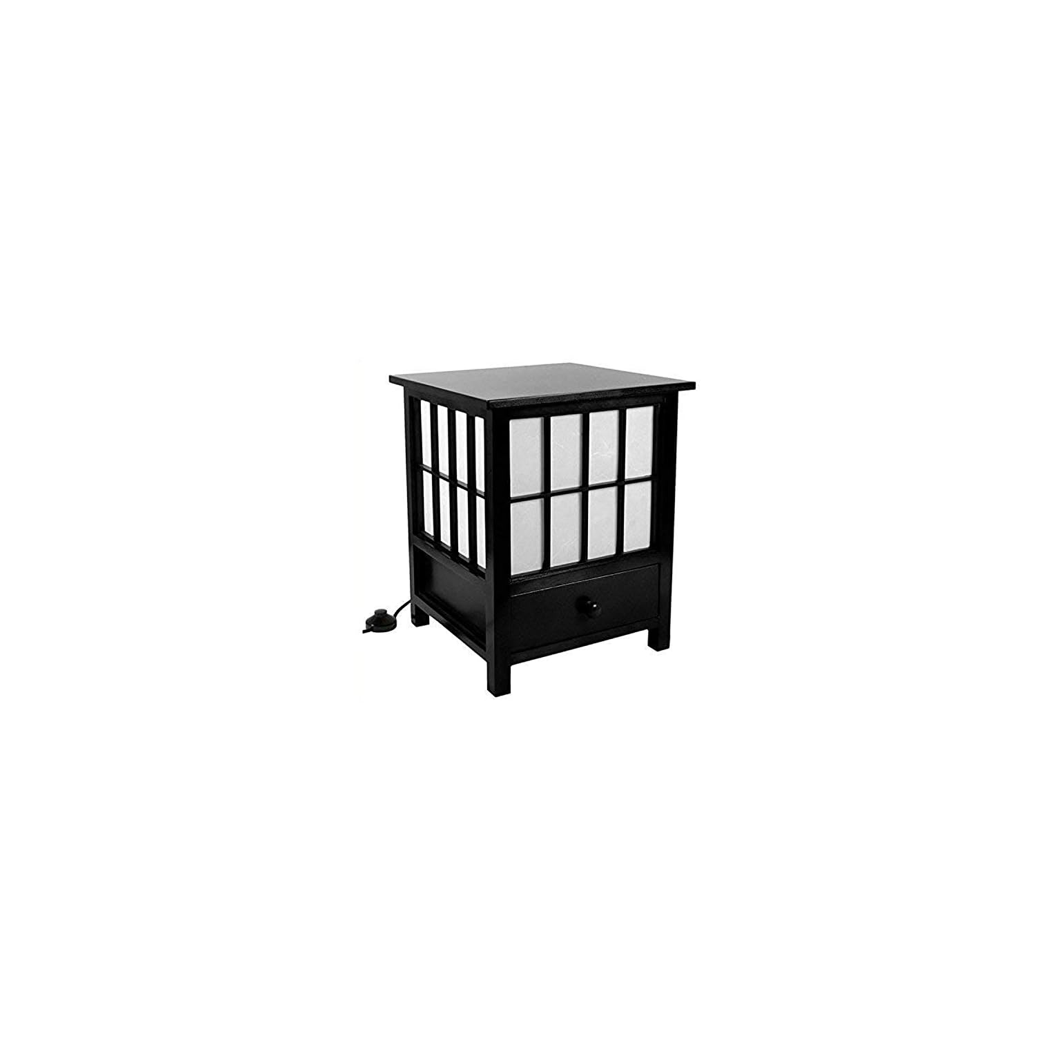 Oriental Furniture 19″ Hokkaido Lamp with Drawer Honey Japanoscope