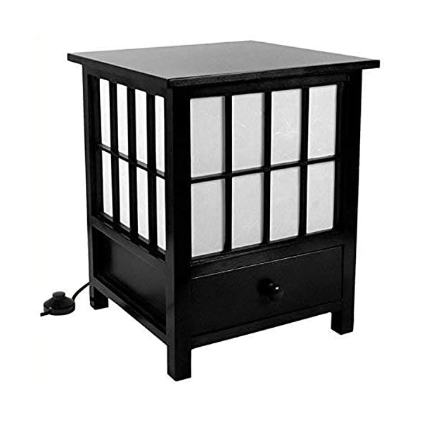 Oriental Furniture 19 Hokkaido Lamp With Drawer Black Japanoscope