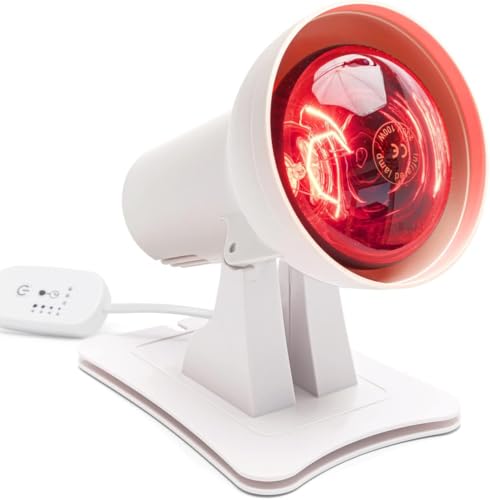 ZUSKYZU Infrarotlampe 150W Infrarot Wärmestrahler mit 3 Stufen Timer, Einstellbarer Temperatur & 90° Einstellbarer Winkel, Rotlicht Infrarotlampe für entspannende Muskelermüdung