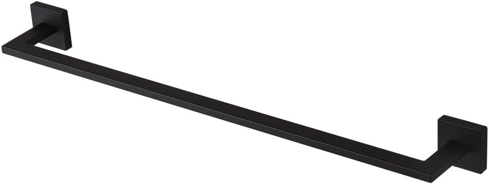 GERZWY 18-Inch Bathroom Towel Bar SUS 304 Stainless Steel Bath Towel Bar Matte Black Modern Square Style Wall Mount IG1802C45-BK