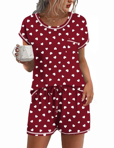Image of Ekouaer Womens Pajama Sets 2 Piece Pjs Short Sleeve Top and Shorts