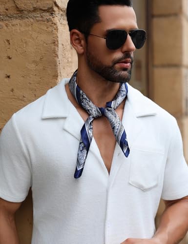 URRU Mens Short Sets 2 Piece Outfits Summer Beach Terry Short Sleeve Button Down Shirt and Shorts Set4