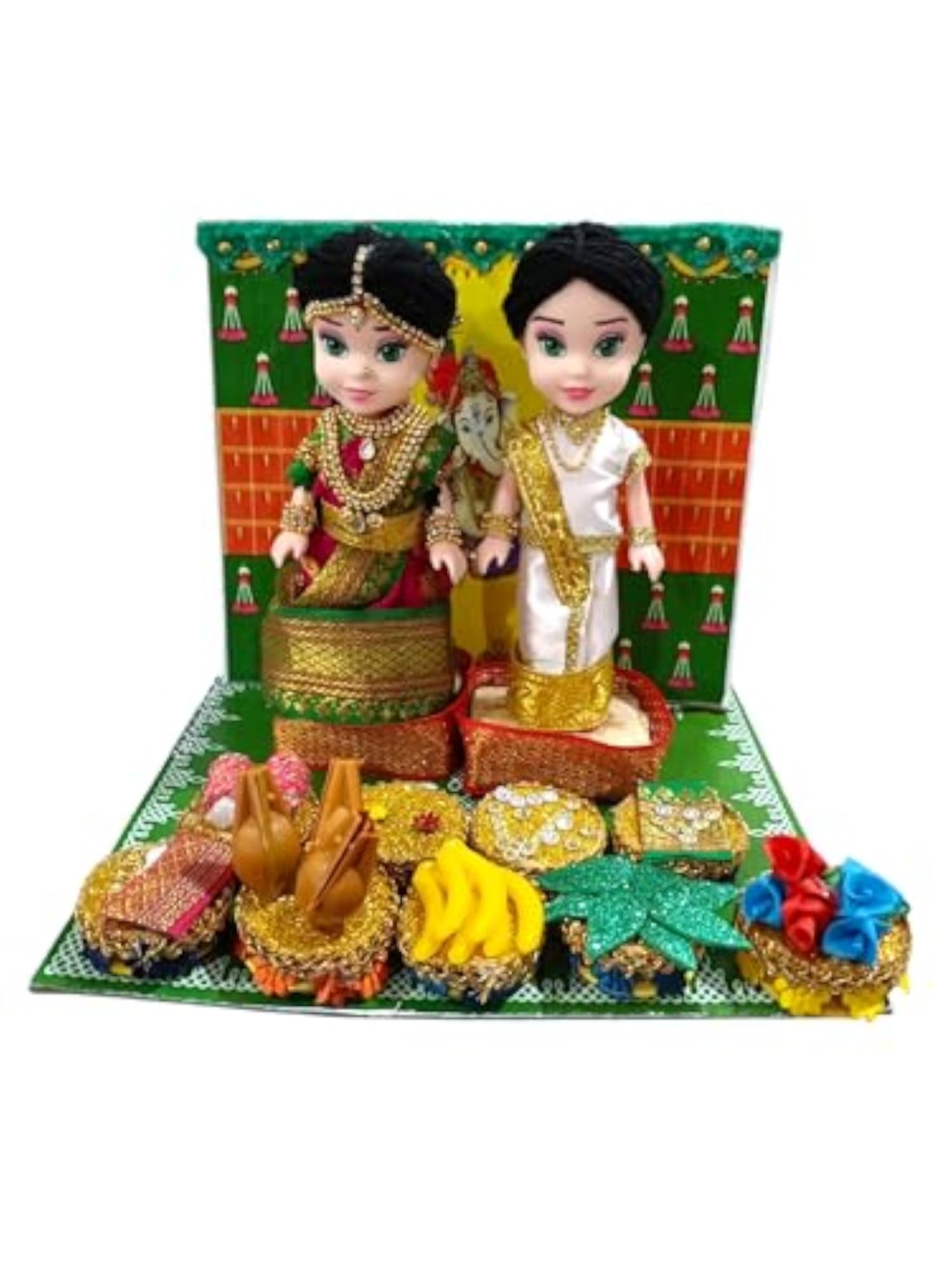 Handmade Traditional Indian Costume Engagement Dolls Set