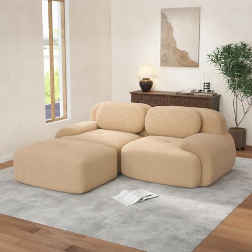 Image of Corduroy Modular Sectional Sofa, Oversized Cloud Couches for Living Room
