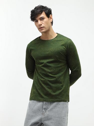 Image of Urbano Fashion Men's Printed Full Sleeve Slim Fit Cotton T-Shirt