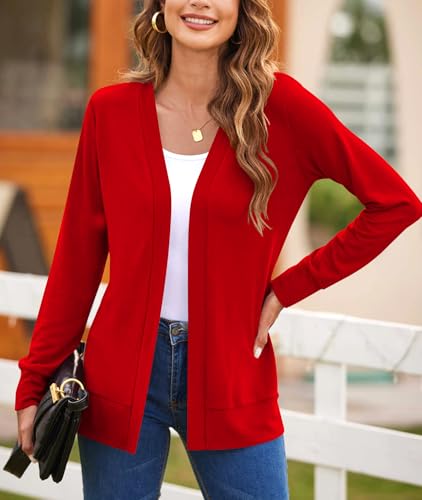 Image of Womens Casual Lightweight Long Sleeve Cardigan Flowy Soft Open Front Knit Cardigan Sweaters
