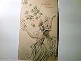  Alte AK Glückliches Neujahr! Junge Frau mit Hut und Kleid, Kleeblätter, Glücksschwein, Hufeisen, 1901