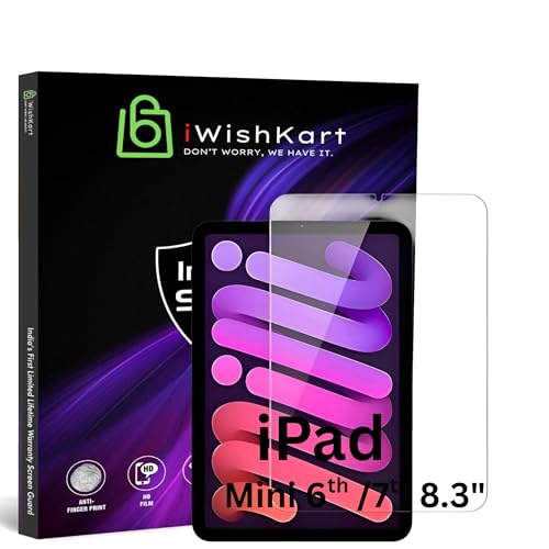 Image of compatible with Apple iPad Mini 7 / A17 Pro 6th Generation(2024 /2021) 8.3 Inch Tempered Glass Screen Protector Guard Full Screen Coverage Edge to Edge with Easy Installation kit | Anti-Scratch & Smudge