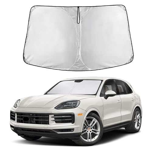 Image of EcoNour Windshield Sun Shade Compatible for Porsche Cayenne 2019-2025 | Luxury SUV Front Window Sunshade | Foldable Sun Visor Protector | UV & Heat Blocking Protection